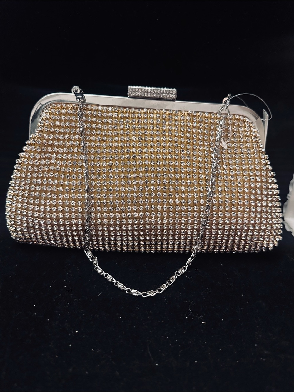 Mid Century/Hollywood Regency Gold Mesh Rhinstone 1960s Inspired Clutch/Purse